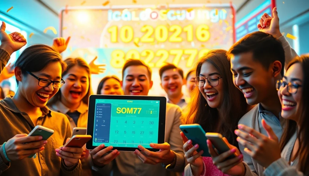 Engage with the exciting world of som777 by exploring our digital lottery platform featuring joy-filled players and vibrant interfaces.