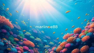 Experience the beauty of marine88 with an enchanting underwater illustration featuring vibrant coral reefs and playful fish.