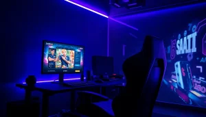 Exciting gaming experience at dark168 with vibrant lighting and modern setup.