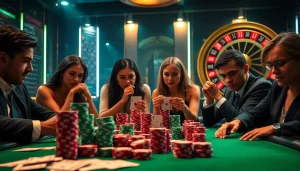 Experience AI chat sex as you strategize your poker game in a luxurious casino setting.