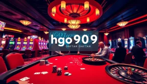 Experience the thrill of hgo909 daftar at a high-stakes poker table with vibrant casino elements and action.