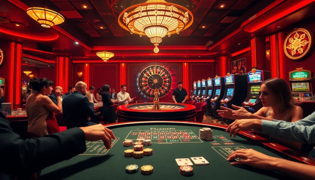 Kubet gaming scene showcasing players at a roulette table in a lively casino atmosphere.