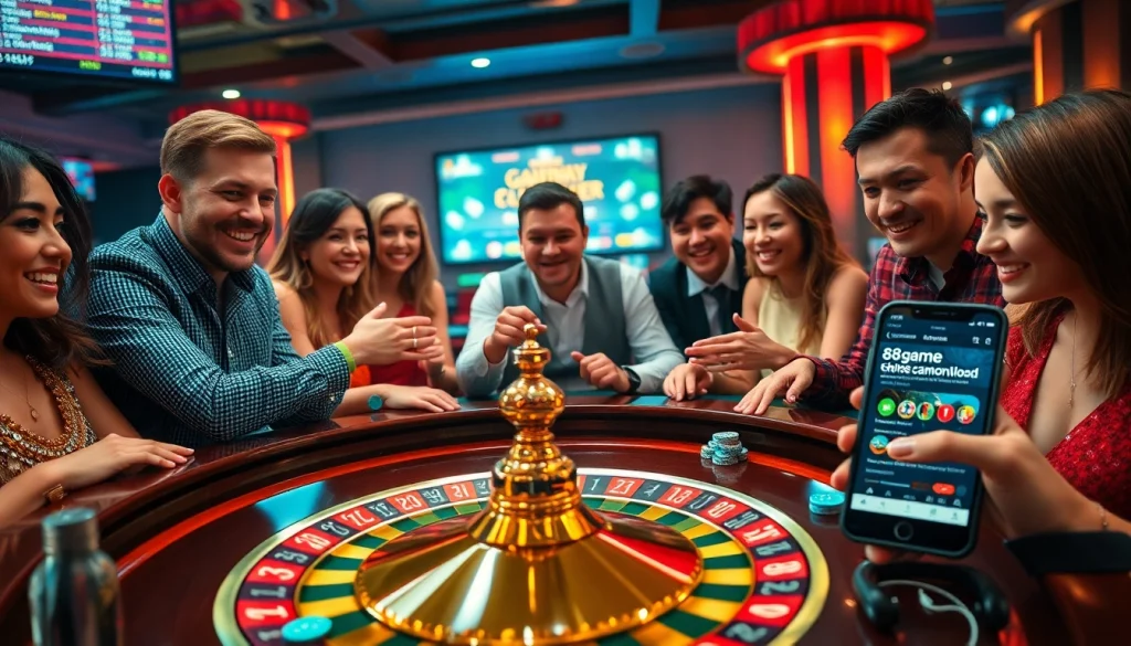 Discover thrilling gaming experiences at https://68gamebai.download/ with players enjoying roulette and poker in a lively casino atmosphere.