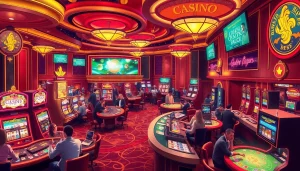 The vibrant atmosphere of a Casino without Swedish license showcasing players enjoying their games while celebrating moments of joy.