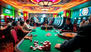 Experience thrill and excitement at https://nhacaiuytin.place/, where poker players strategize and slot machines spin in a lively casino atmosphere.