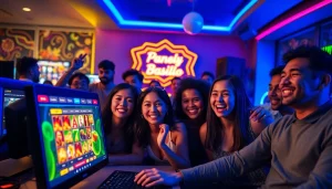Active players engaging with panen123 JP alternatif online gambling games, highlighting excitement and joy.
