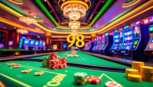 Explore thrilling gaming experiences at https://98winning.com/ with vibrant casino tables, exciting slot machines, and lively players.