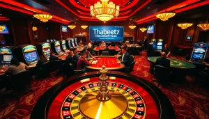 Experience the excitement of live casino gaming at https://thabet7.biz/, featuring poker tables, roulette wheels, and vibrant slot machines.