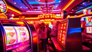 Explore the thrilling "slot gacor" game featuring vibrant visuals of a lively casino atmosphere.