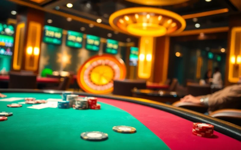 Experience the thrill of a poker game at trang chủ WW88 featuring vibrant chips and intense players.