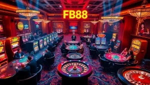 FB88 offers an exhilarating view of casino players enjoying poker and roulette, capturing live gambling action.
