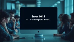 MM OO notification on a computer screen about rate limiting error with frustrated users visible.