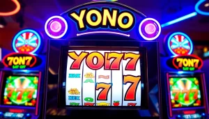 YONO 777 slot machine showcasing intense spinning action with vibrant visuals and player engagement.